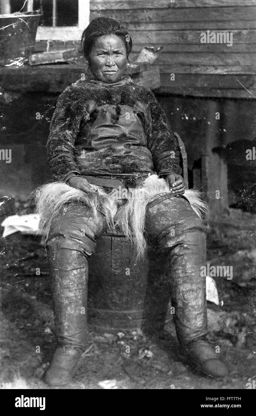 ESKIMO WOMAN. /nAn Eskimo woman in traditional clothes made of fur and