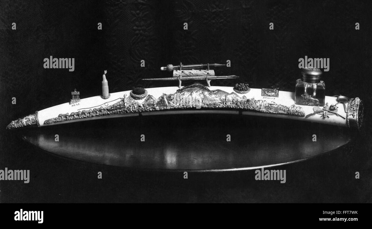 ALASKA: WALRUS TUSK. /nAn ivory tusk of a walrus which was carved by an