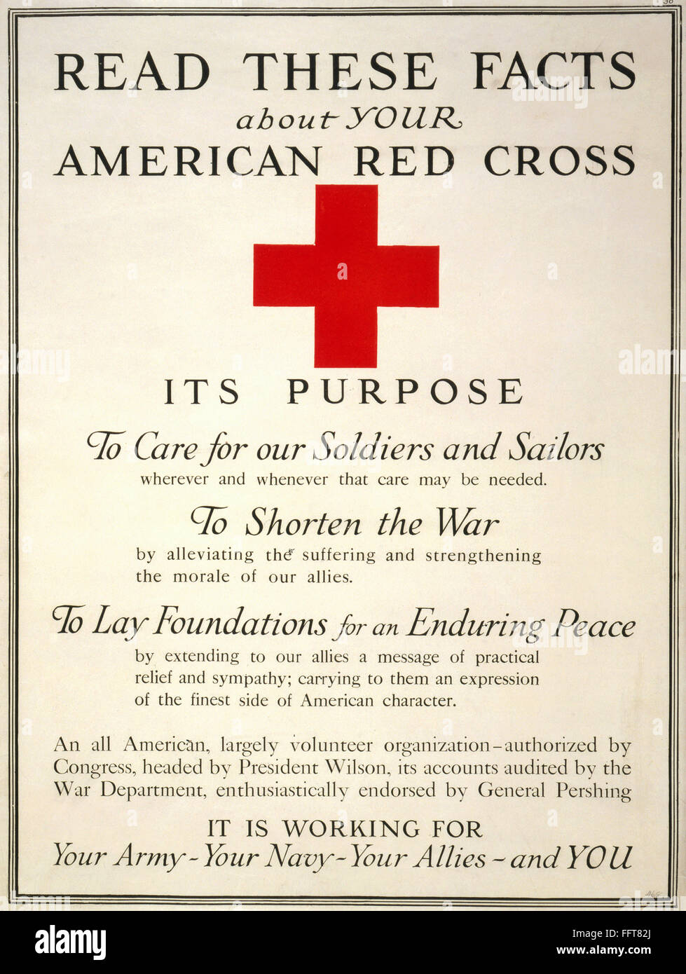 RED CROSS POSTER, 1917. /nAmerican Red Cross poster, 1917, during World War I. Stock Photo