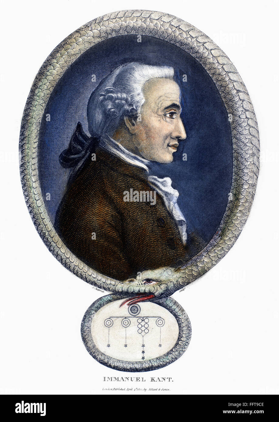 IMMANUEL KANT (1724-1804). /nGerman philosopher. Color line engraving, c1812. Stock Photo