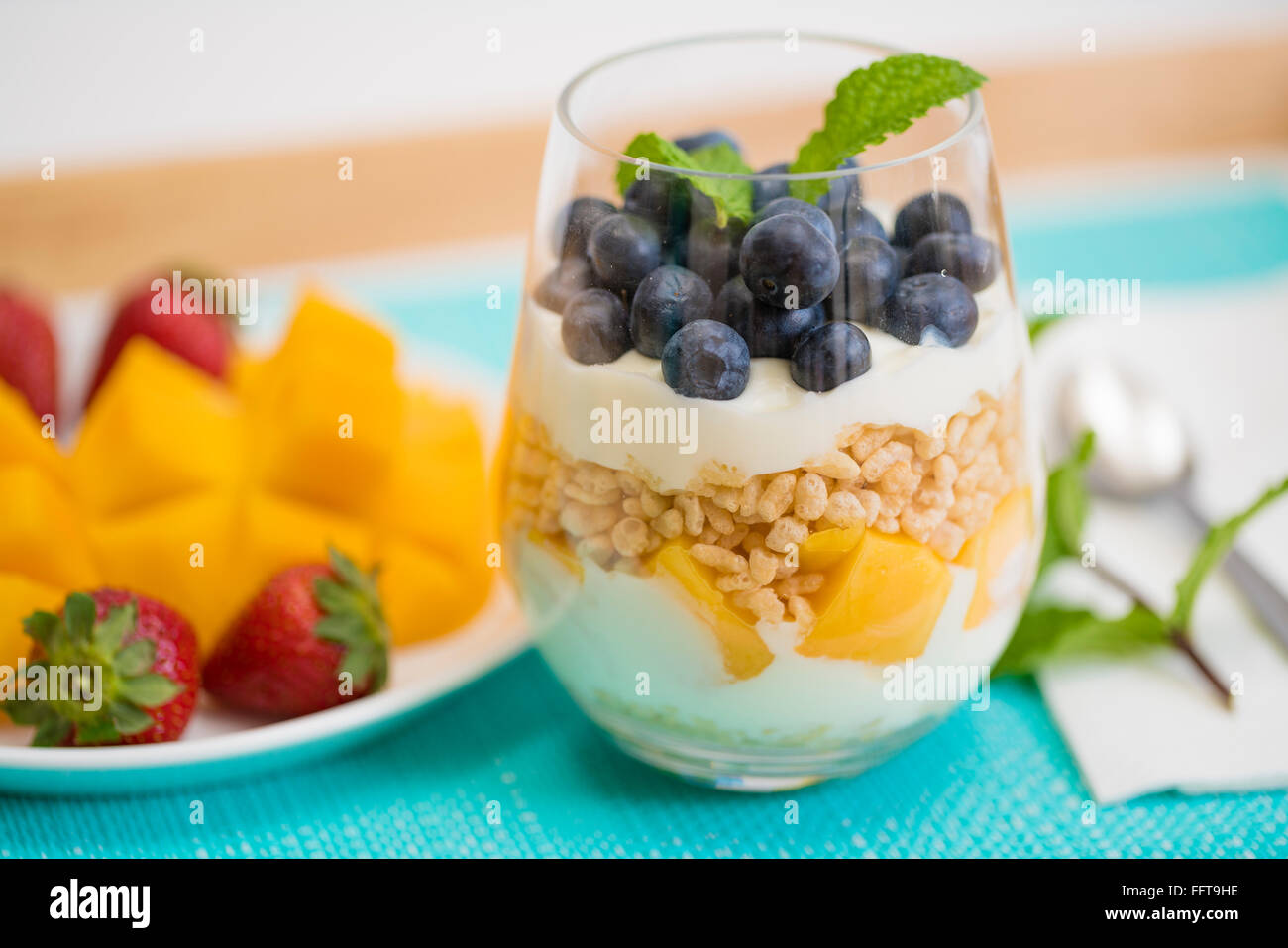 Healthy yogurt breakfast Stock Photo