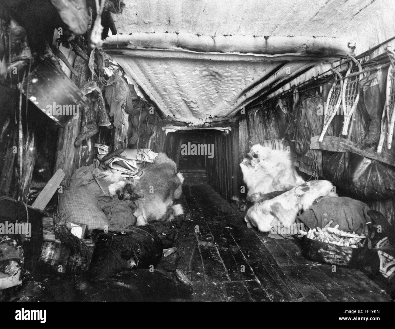 ALASKA ESKIMO HUT, c1916. /nA view of the interior of an Eskimo hut in