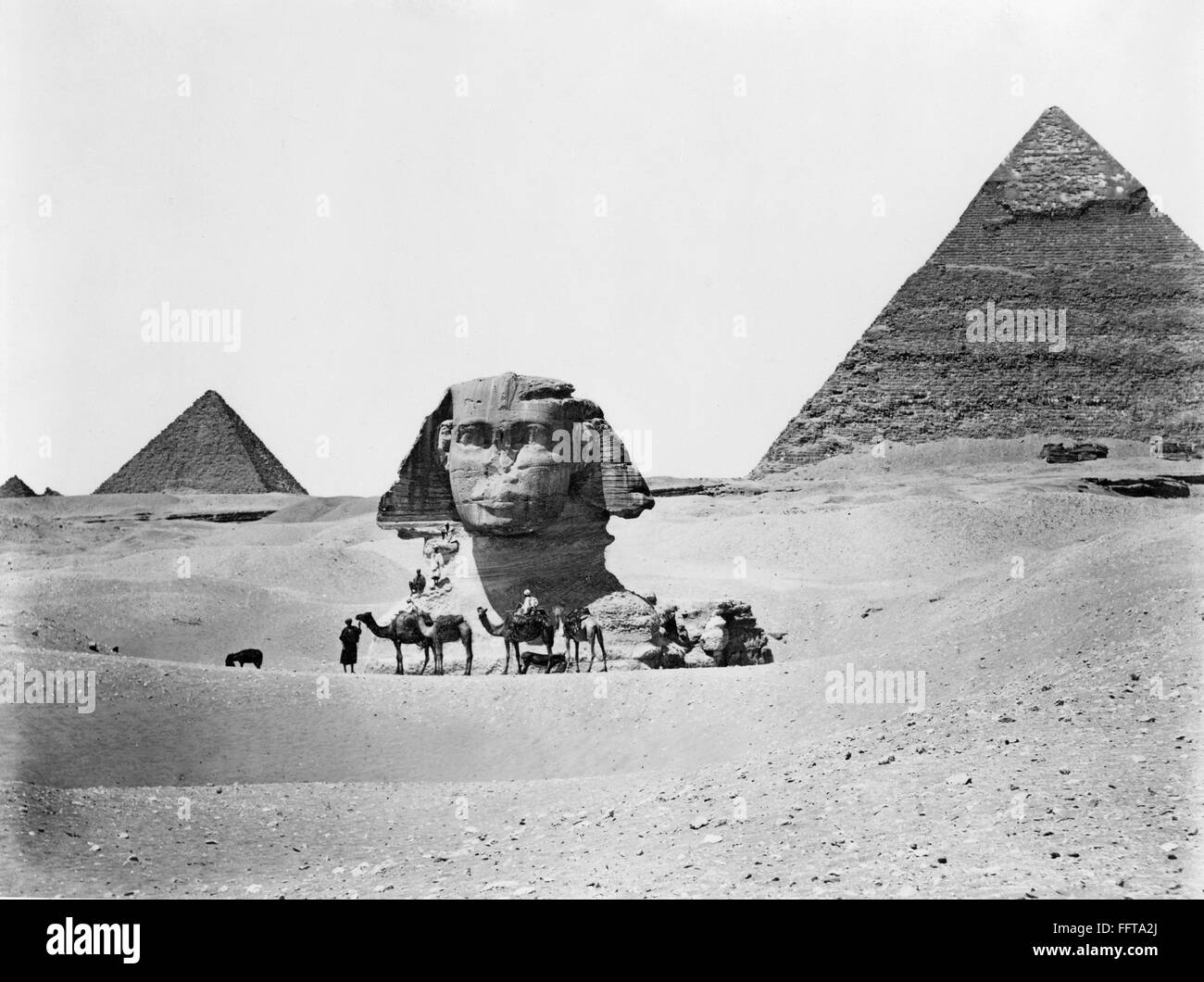 EGYPT: GREAT SPHINX. /nA view of the Great Sphinx with pyramids in the ...
