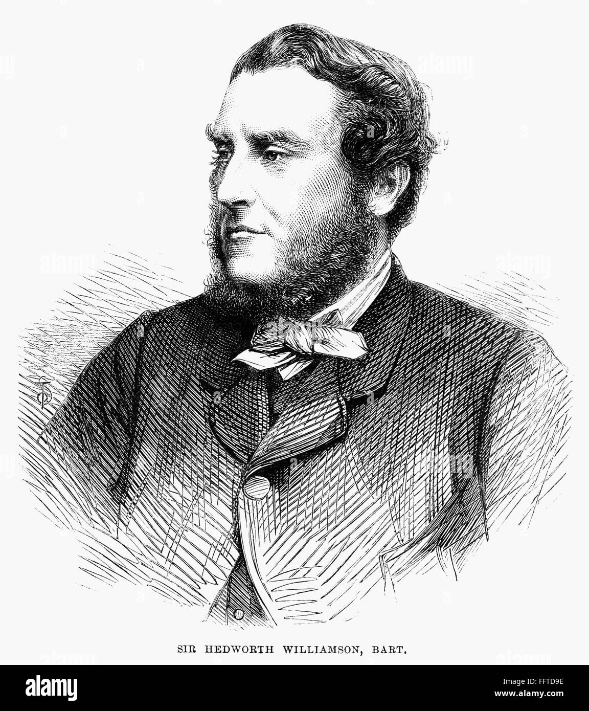 SIR HEDWORTH WILLIAMSON /n(1827-1900). 8th Baronet. British Liberal Party politician. Wood engraving, English, 1865. Stock Photo