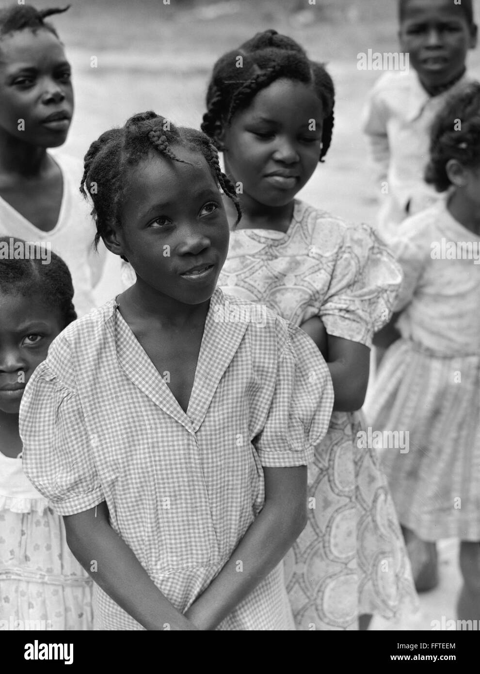 ST. CROIX: CHILDREN, 1941. /nChildren at the Peter's Rest elementary school, Christiansted, St. Croix, Virgin Islands. Photograph by Jack Delano, December 1941. Stock Photo