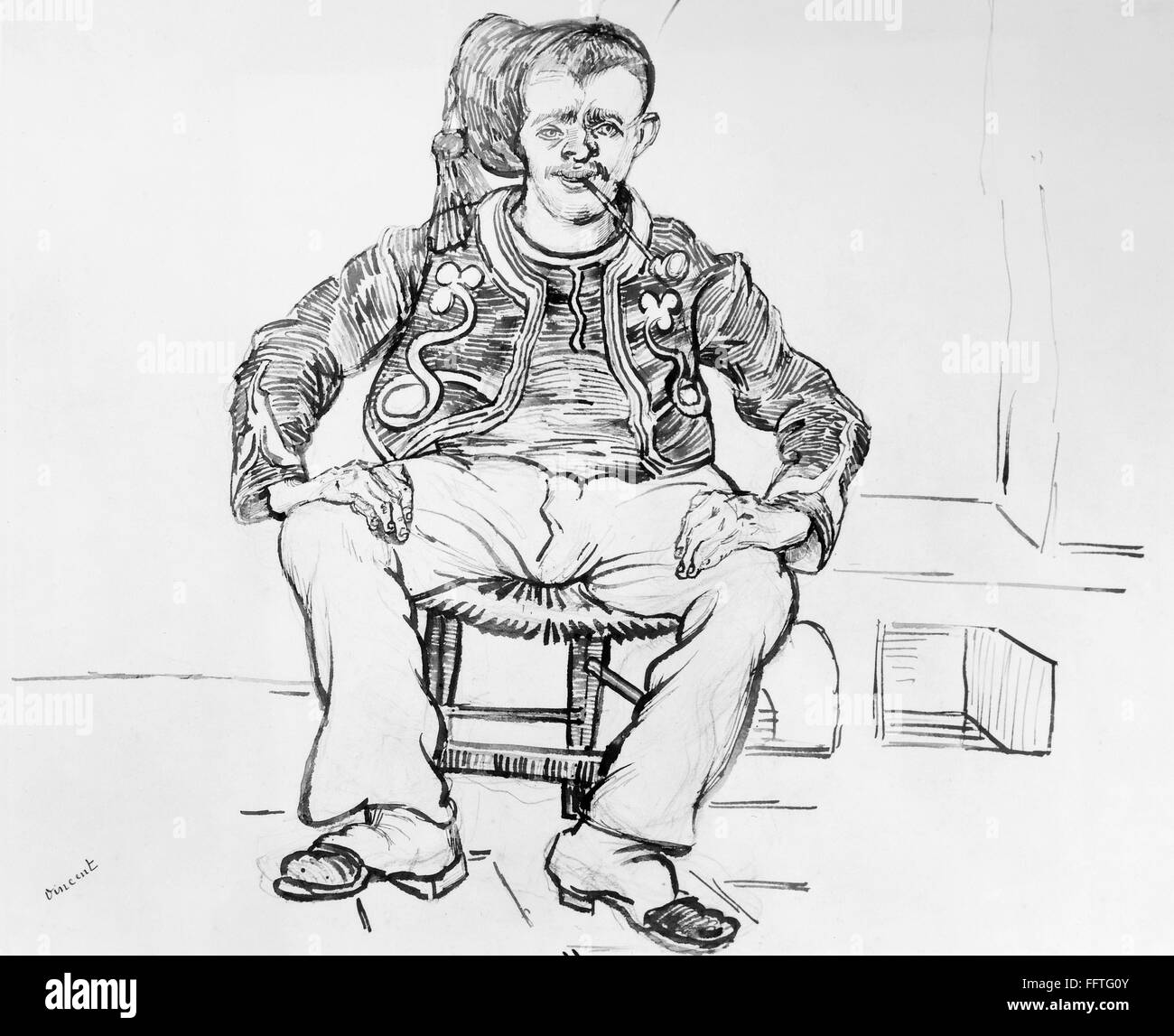 VAN GOGH ZOUAVE, 1888. /n'The Zouave Seated.' Pen and brown ink