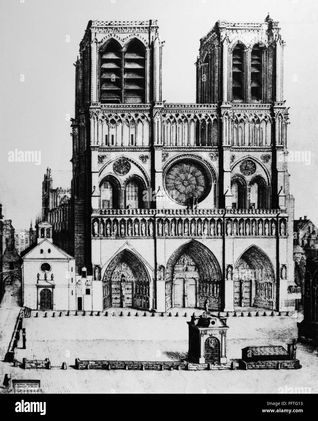 PARIS: NOTRE DAME, 1699. /nThe western facade of Notre Dame cathedral ...