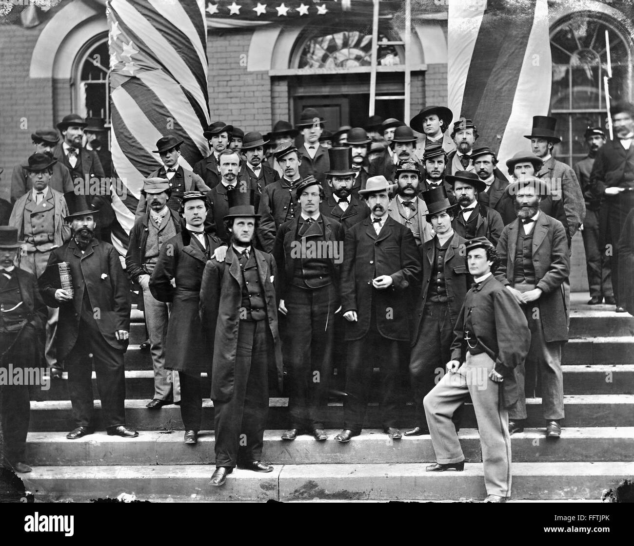 CIVIL WAR: WAR DEPARTMENT. /nGroup of War Department employees photographed outside the War Department building in Washington, D.C., 1865. Stock Photo