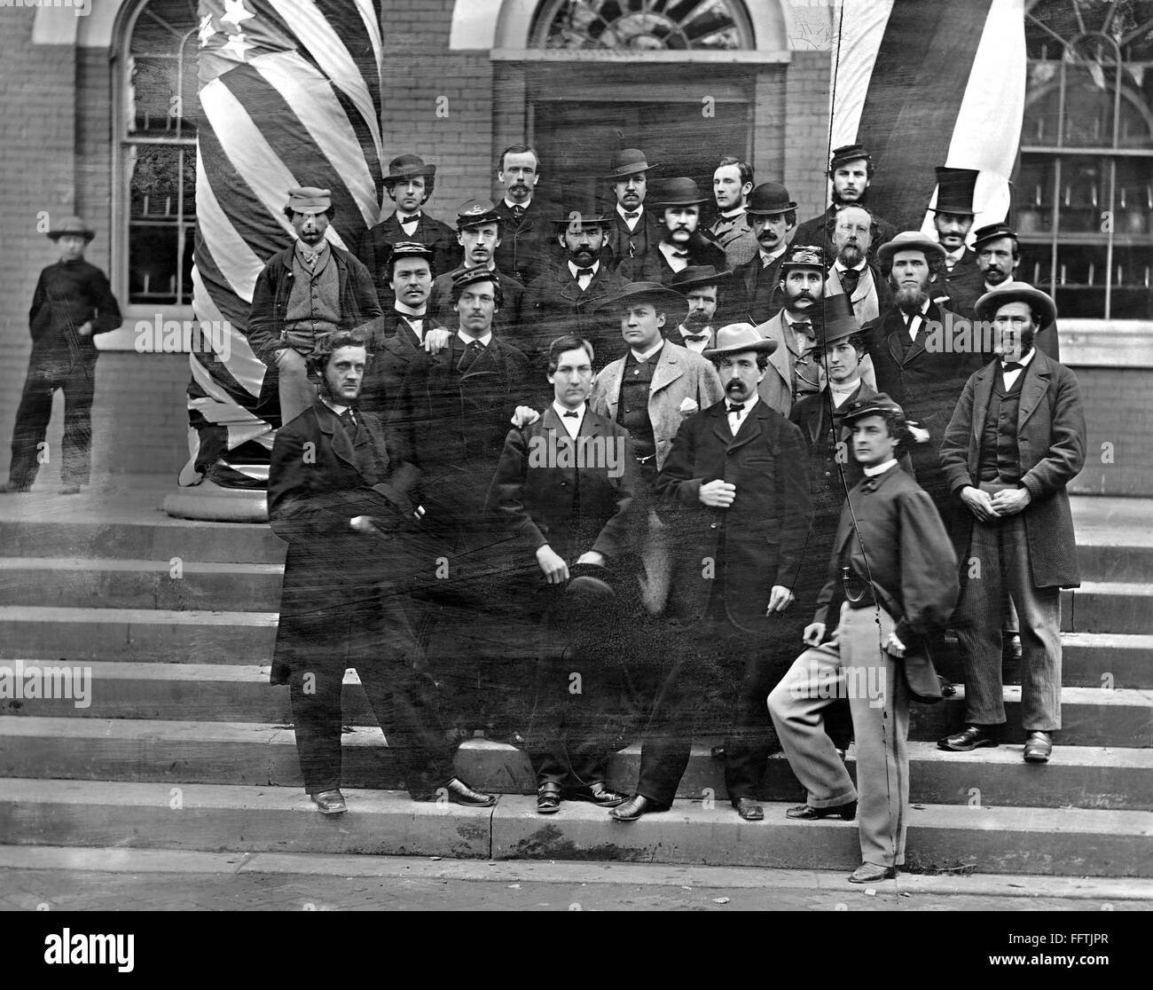 CIVIL WAR: WAR DEPARTMENT. /nGroup of War Department employees photographed outside the War Department building in Washington, D.C., 1865. Stock Photo