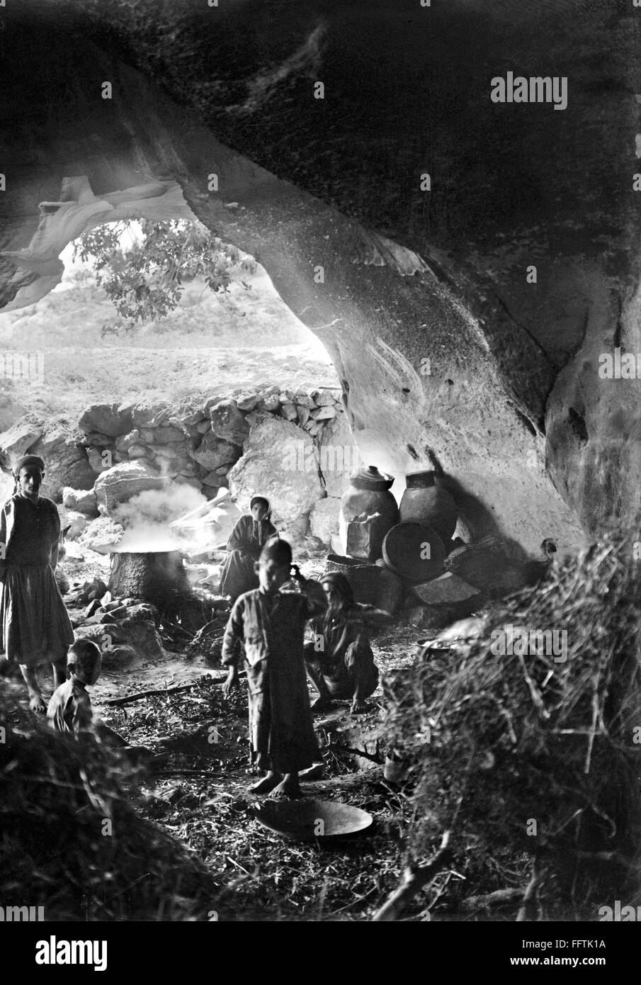 PALESTINE CAVE DWELLING. /nThe cave dwelling of gunpowder makers in