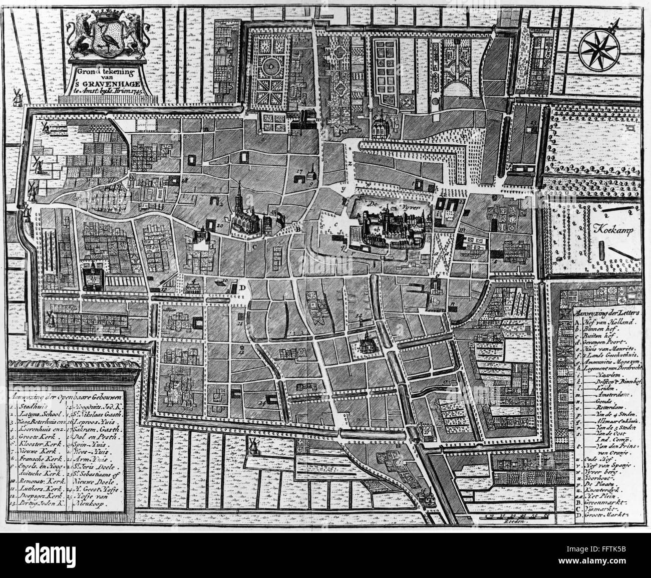 THE HAGUE MAP, 1745. /nEngraved map of the Hague, the Netherlands, 1745. The city is surrounded