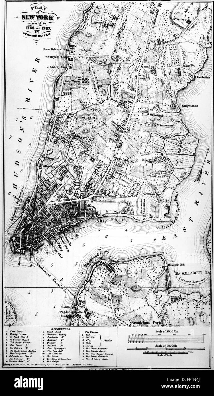 NEW YORK: MAP, 1767. /nBernard Ratzer's map of New York, 1767, showing ...