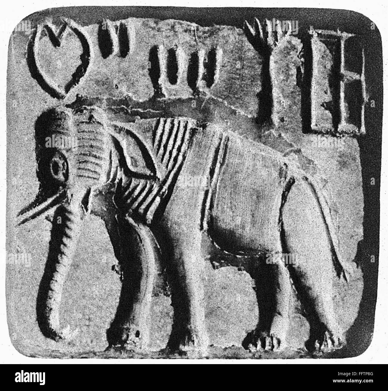INDUS VALLEY SEAL. /nElephant and script on a steatite seal from the
