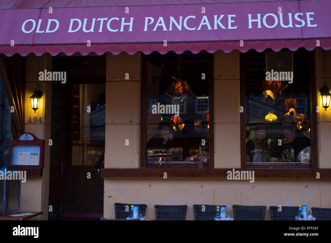 couples inside a pancake restaurant in Bloemenmarkt in Amsterdam, the