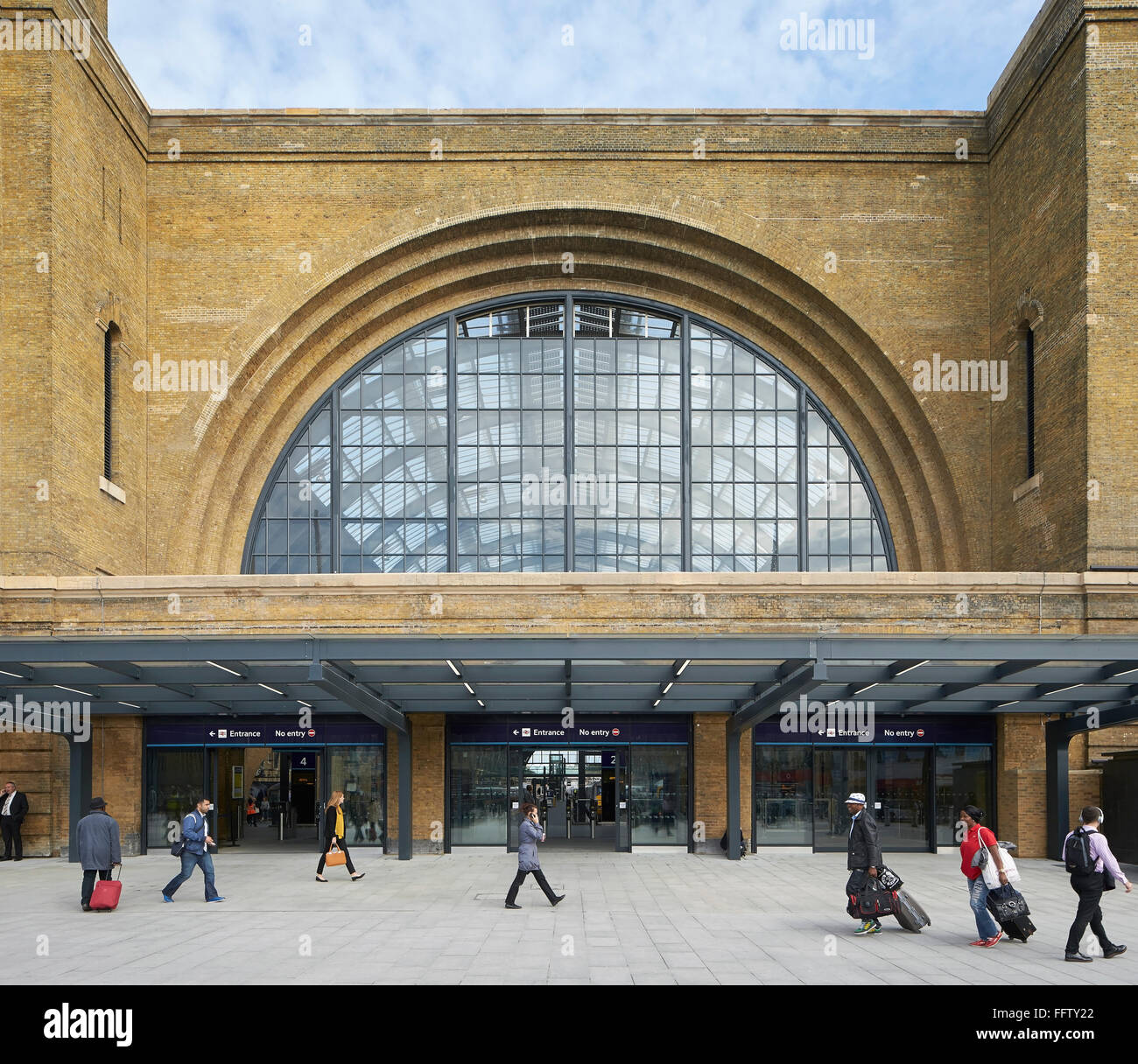 Detailed front elevation with arched window glazing. King's Cross Square, London, United Kingdom. Architect: Stanton Williams Ar Stock Photo