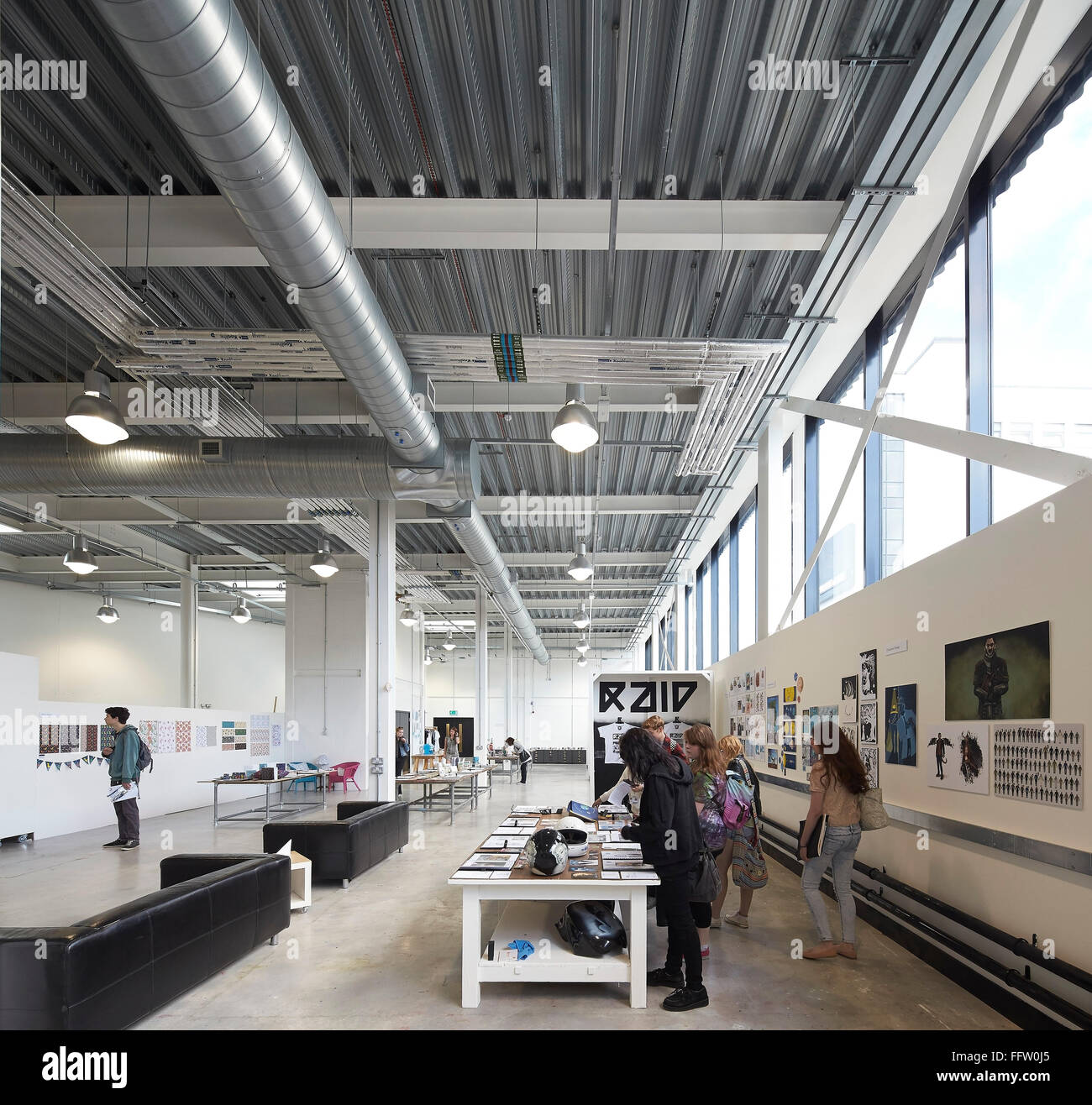 interior with lounge and design display. Plymouth College of