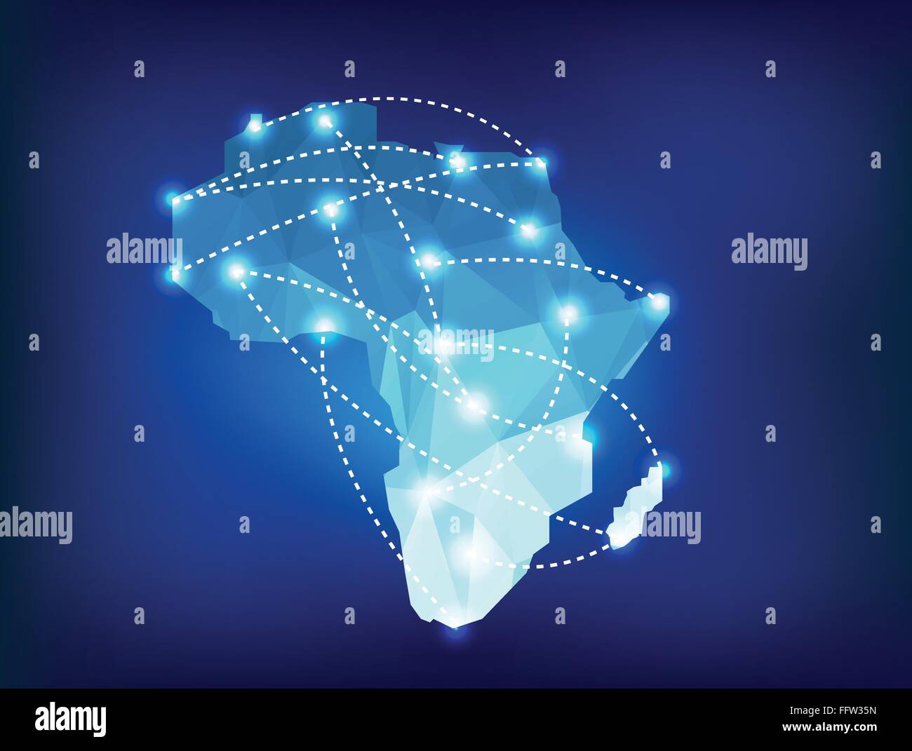 Africa map polygonal with spot lights places Stock Vector Image & Art