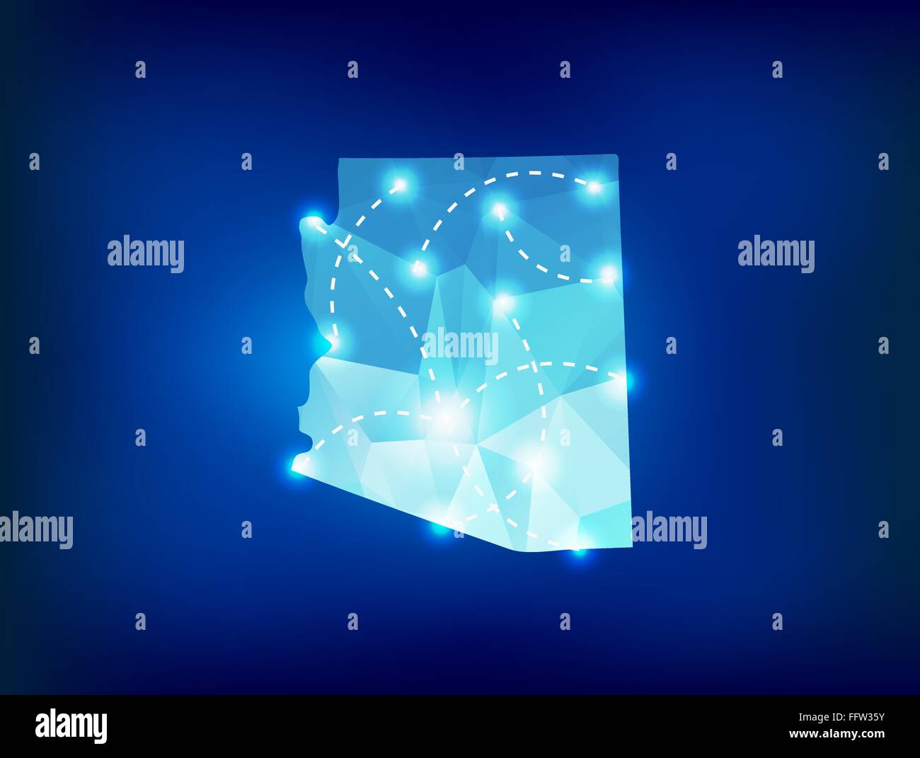 Arizona state map polygonal with spotlights places Stock Vector Image