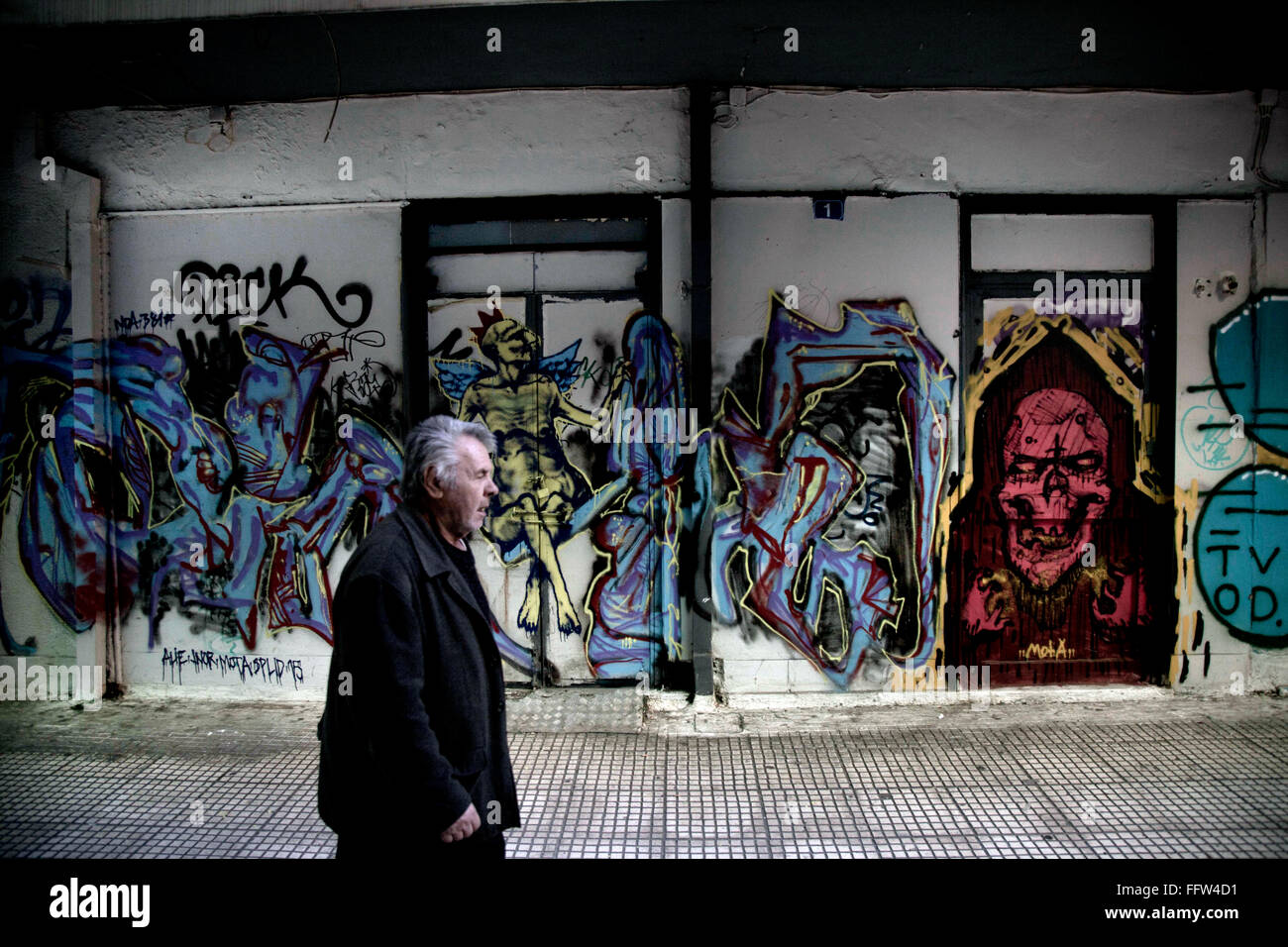 Graffitis in the streets of Athens. -  20/02/2015  -  Greece / Attica / Athens  -  Graffitis in the streets of Athens.   -  Stef Stock Photo
