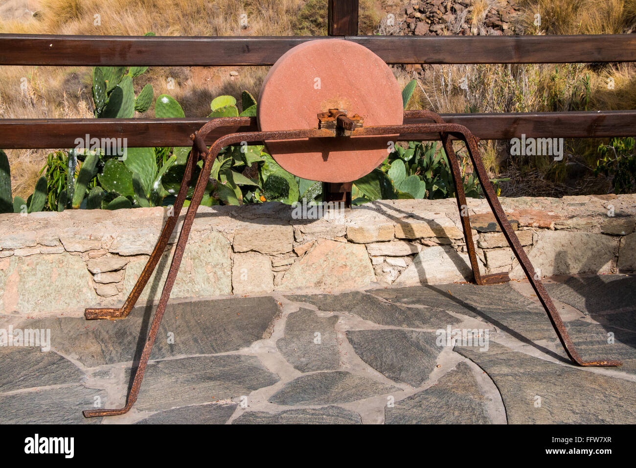 Stone wheel used for sharpening knives and tools,El Hoyo, Gran Canaria