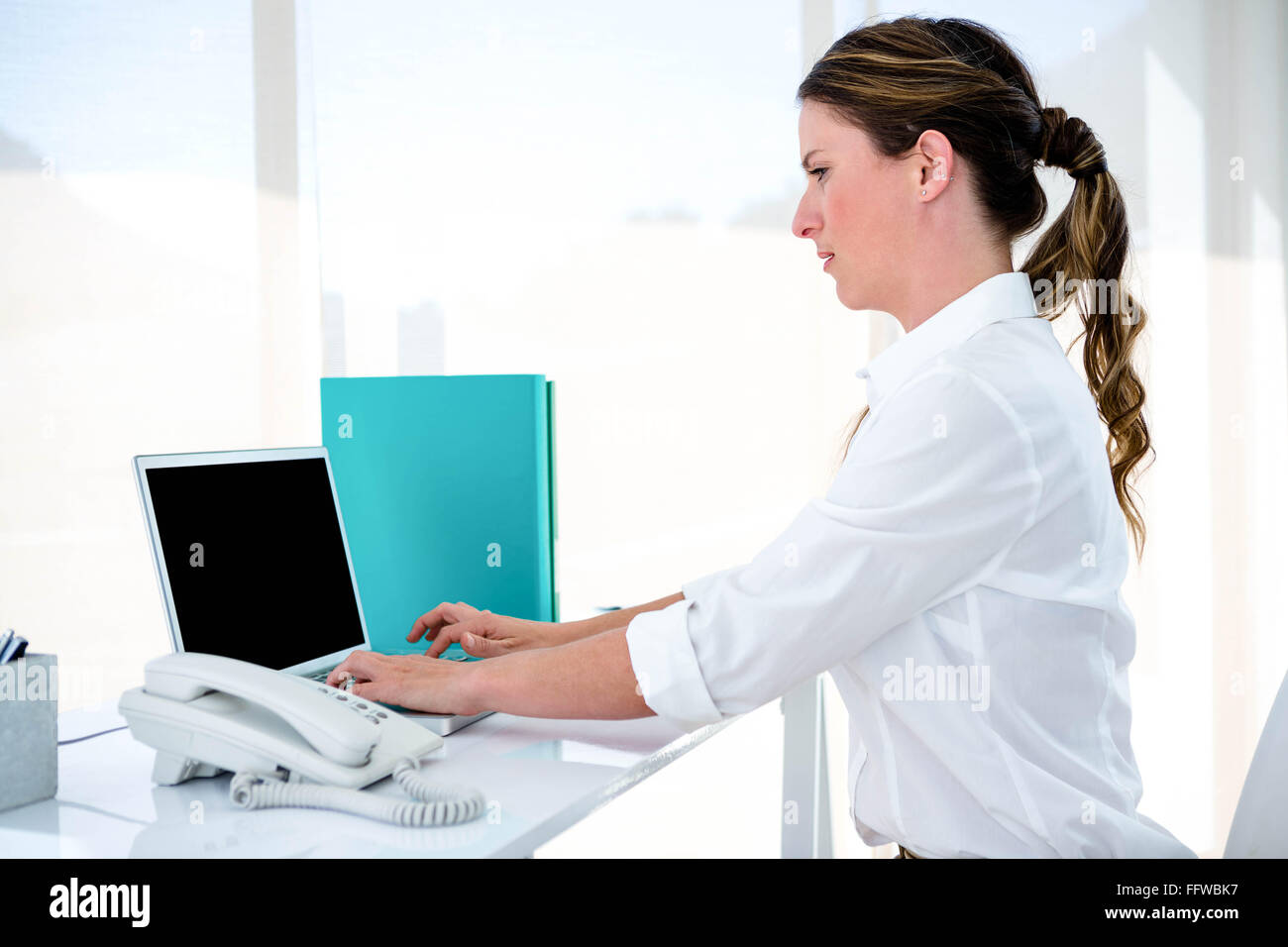 Thinking laptop typing business hi-res stock photography and images - Alamy