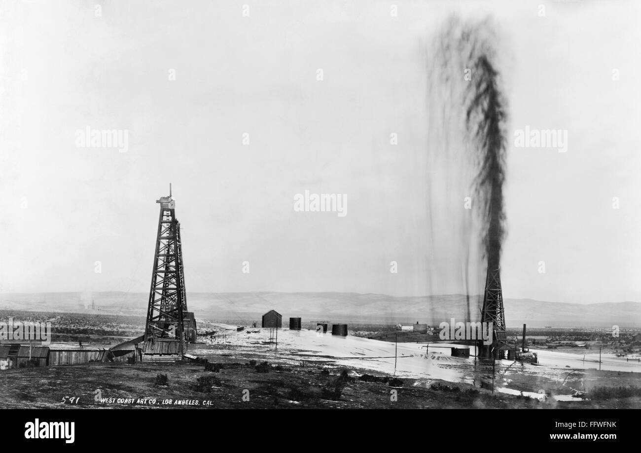 CALIFORNIA: OIL WELL, 1910. /nThe great gusher at the Lakeview oil well in Kern County, California. Photographed in April 1910. Stock Photo