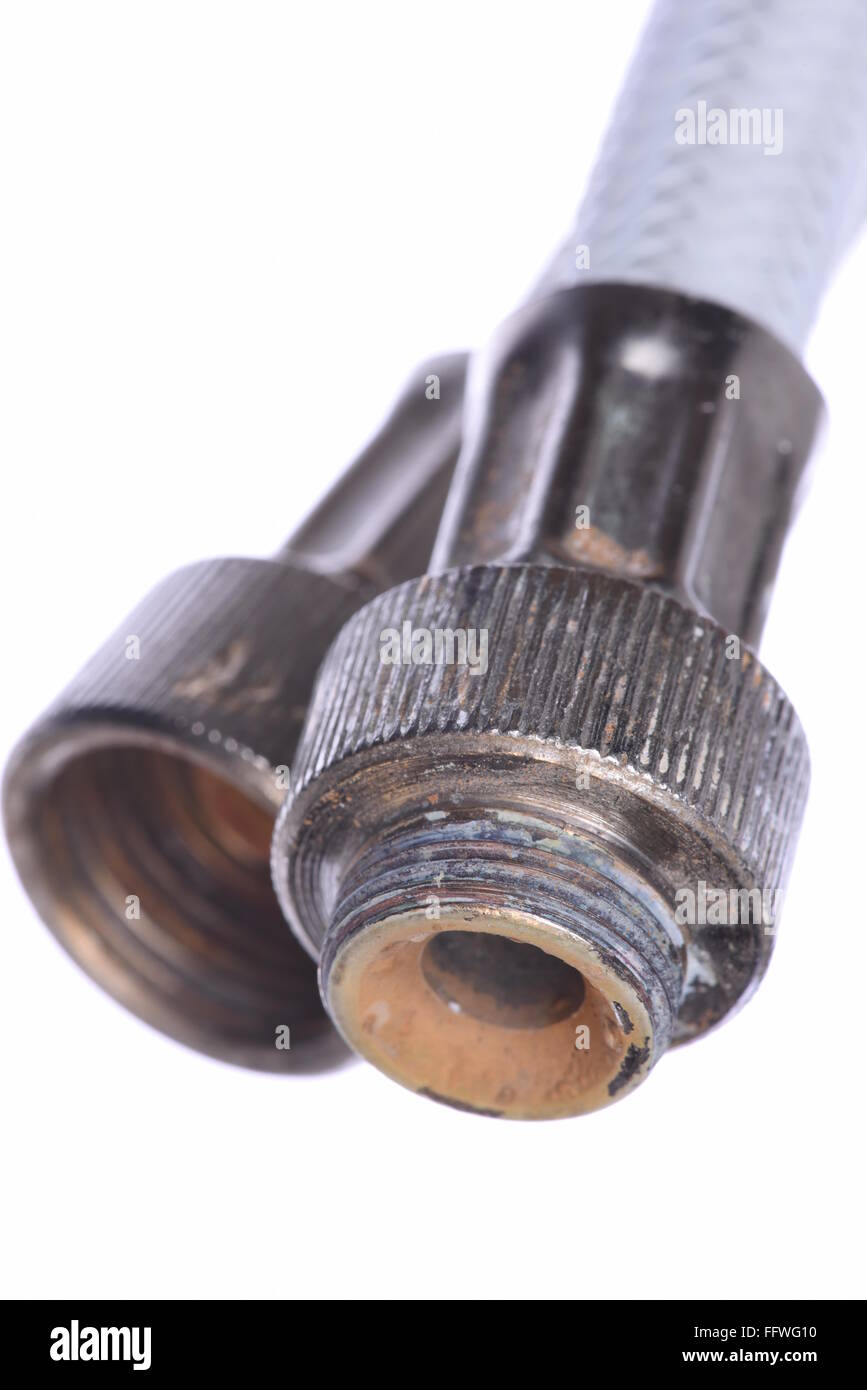 Old plumbing hose pipes isolated on white background Stock Photo Alamy