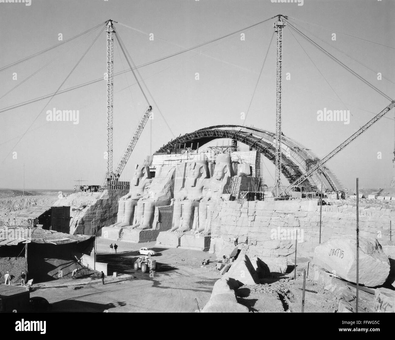 EGYPT ABU SIMBEL. /nReconstruction of the colossal statues of Ramses