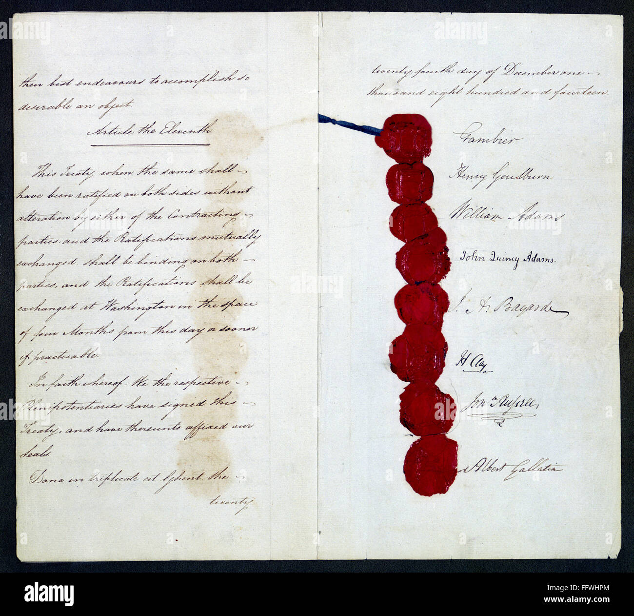 Treaty of ghent 1814 nsignature page on the american original of the