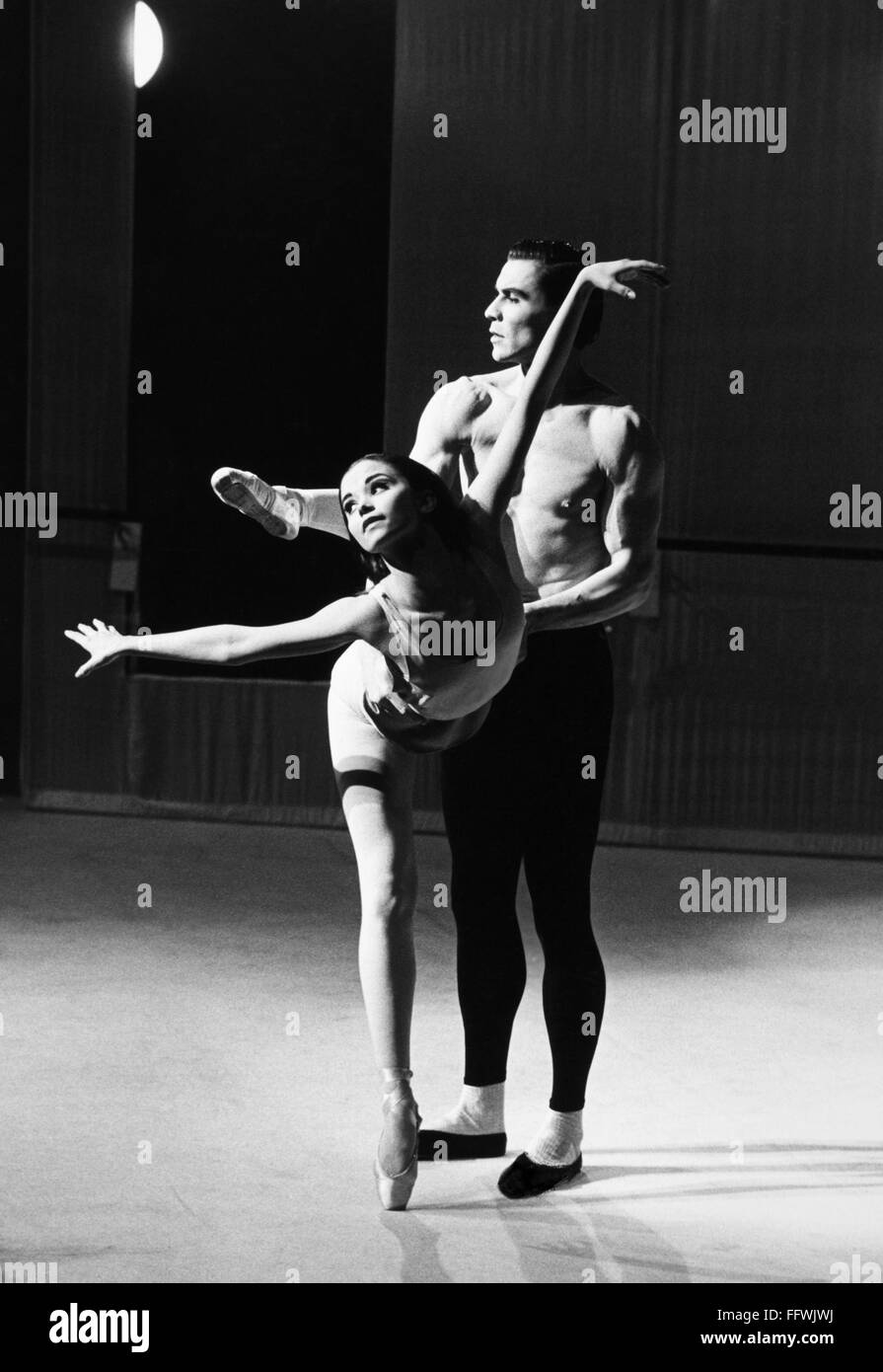 KAY MAZZO (1946- ). /nAmerican ballet dancer. Performing with Jacques d'Amboise in 'Afternoon of a Faun,' choreographed by Jerome Robbins, c1970. Stock Photo