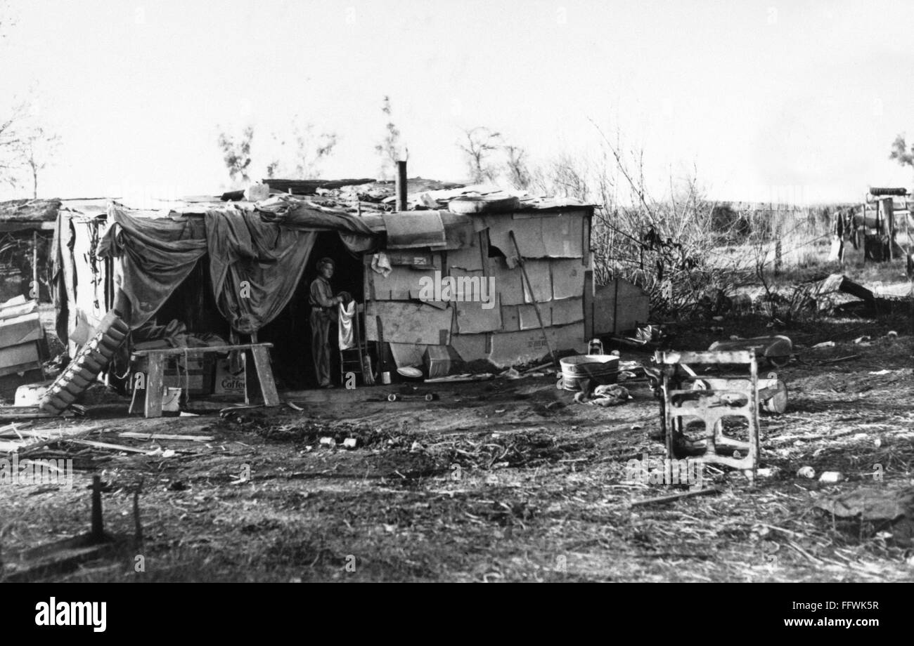 DUST BOWL REFUGEES, 1937. /nThe makeshift dwelling near Marysville ...