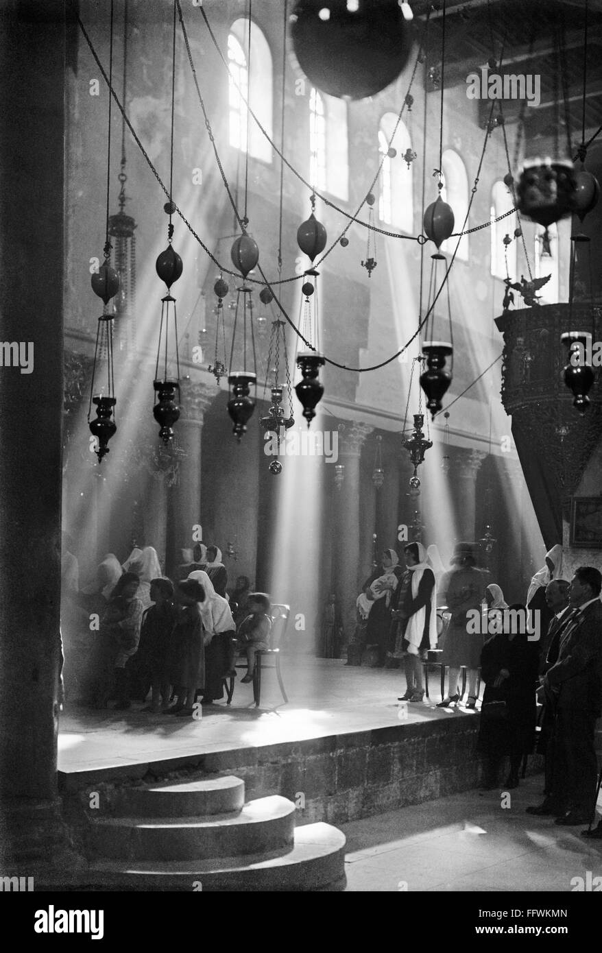 CHURCH OF THE NATIVITY. /nChristmas services at the Church of the Nativity in Bethlehem. Photograph, c1936. Stock Photo