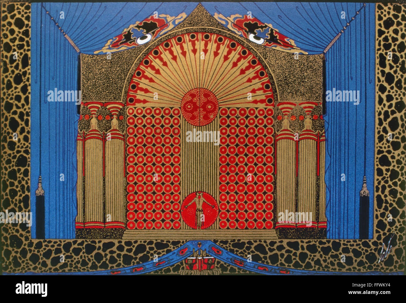 ERT╔: SET DESIGN, 1925. /nSet design by ErtΘ, 1925, for an oriental ballet scene in the film 'Paris,' released the following year. Stock Photo