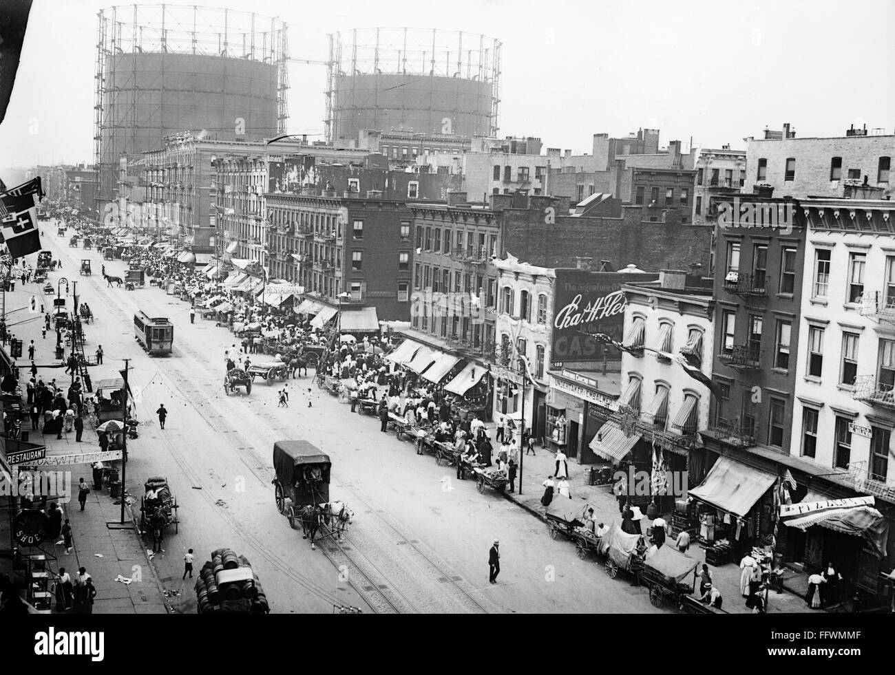 NEW YORK LITTLE ITALY. /nAerial view of a festival on 1st Avenue in