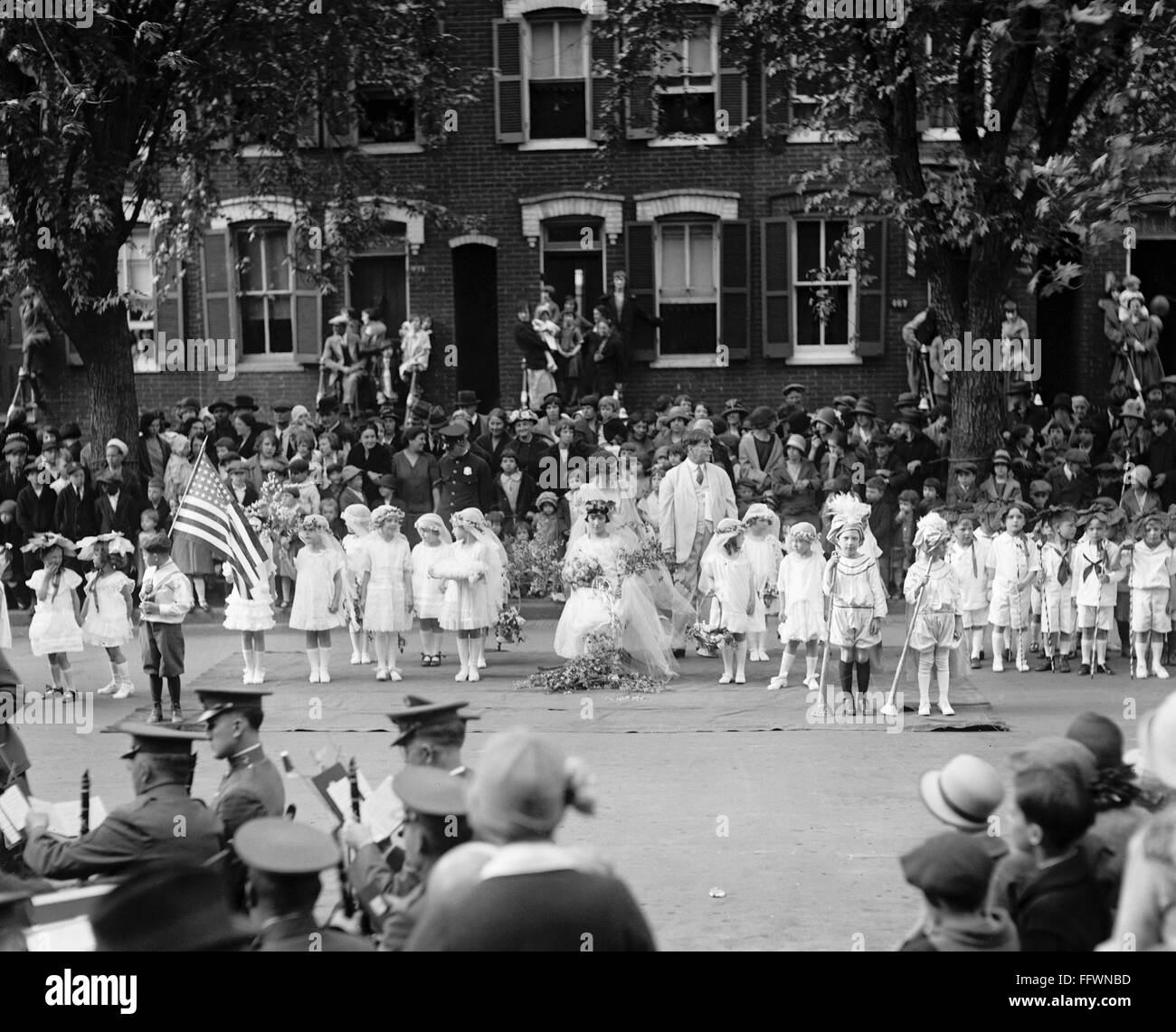MAY DAY CEREMONY, 1925. /nDorothy Zimmerman, as Spring, crowning Irma