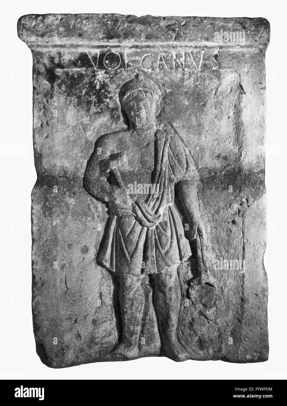 GALLOROMAN RELIEF VULCAN. /nA representation of Vulcan, the Roman god