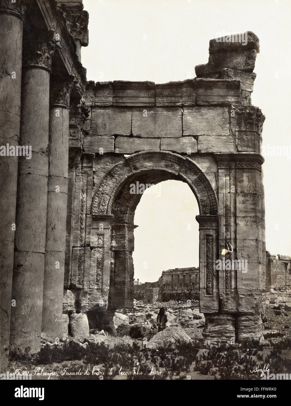 PALMYRA: TRIUMPHAL ARCH. /nFacade of the triumphal arch at Palmyra, Syria. Photograph, late 19th century. Stock Photo