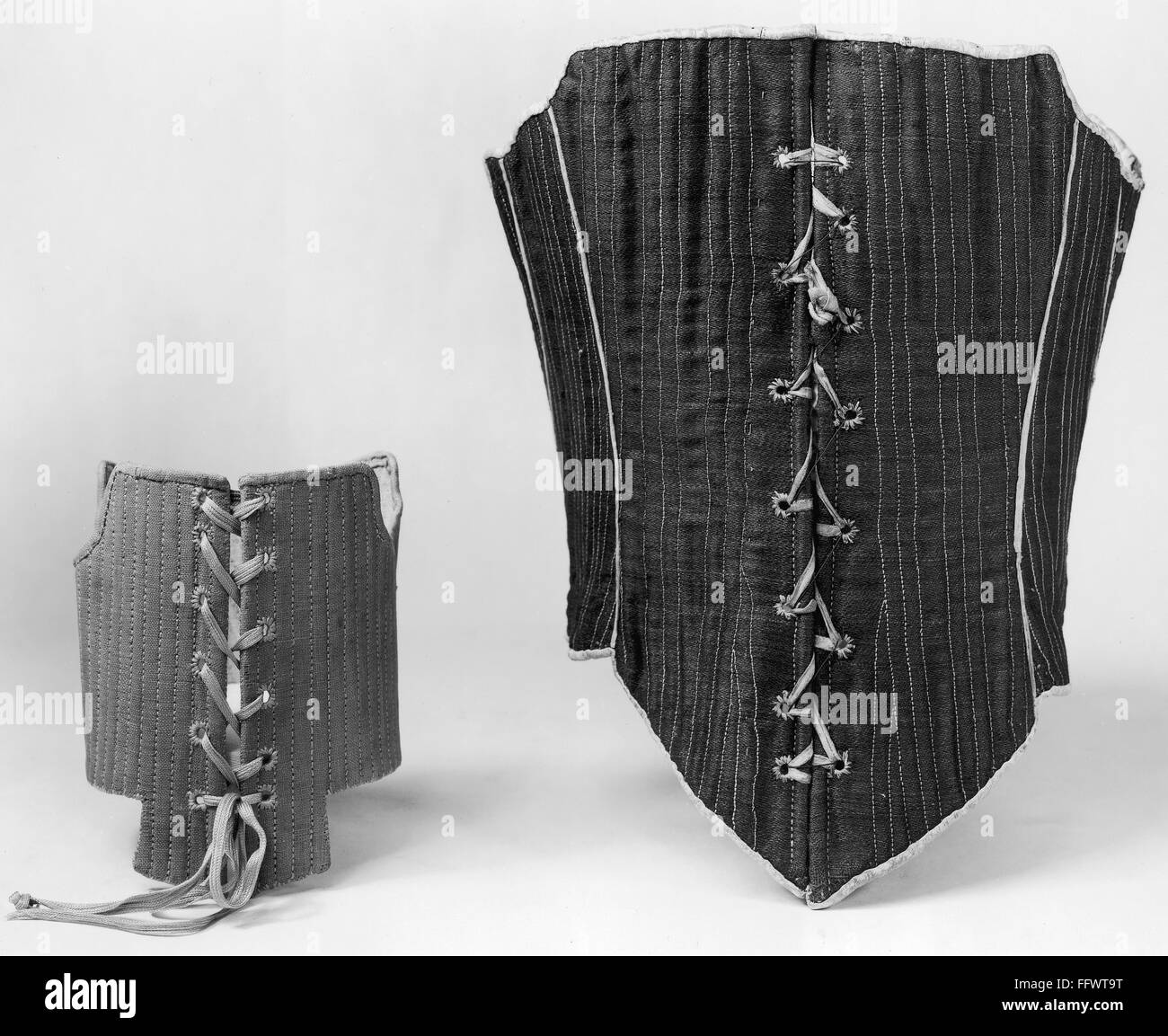 FASHION: CORSETS. /nA child's and a lady's corset. American, 18th century. Stock Photo