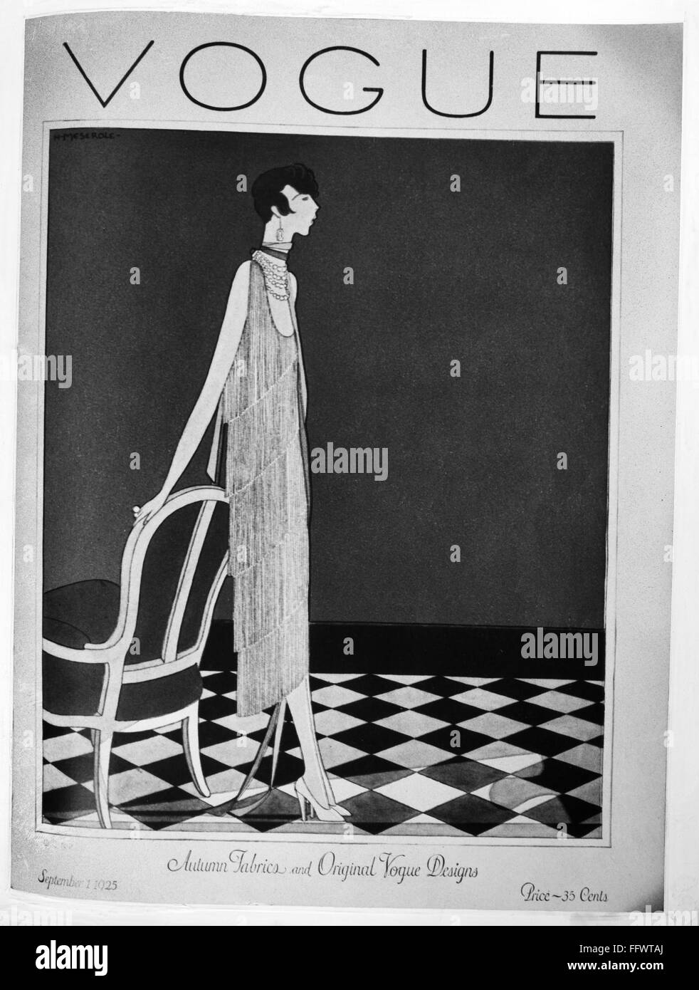 VOGUE MAGAZINE, 1925. /nCover of the 1 September 1925 issue of the American edition of 'Vogue' magazine, featuring an illustration by Harriet Meserole. Stock Photo