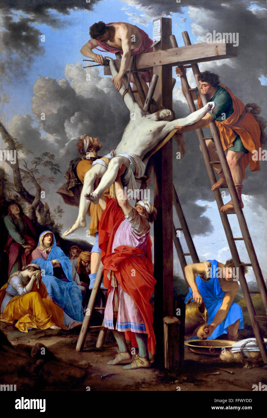 The Descent from the Cross-  La Descente de Croix by Laurent de La Hyre (1606-56)  France French Stock Photo