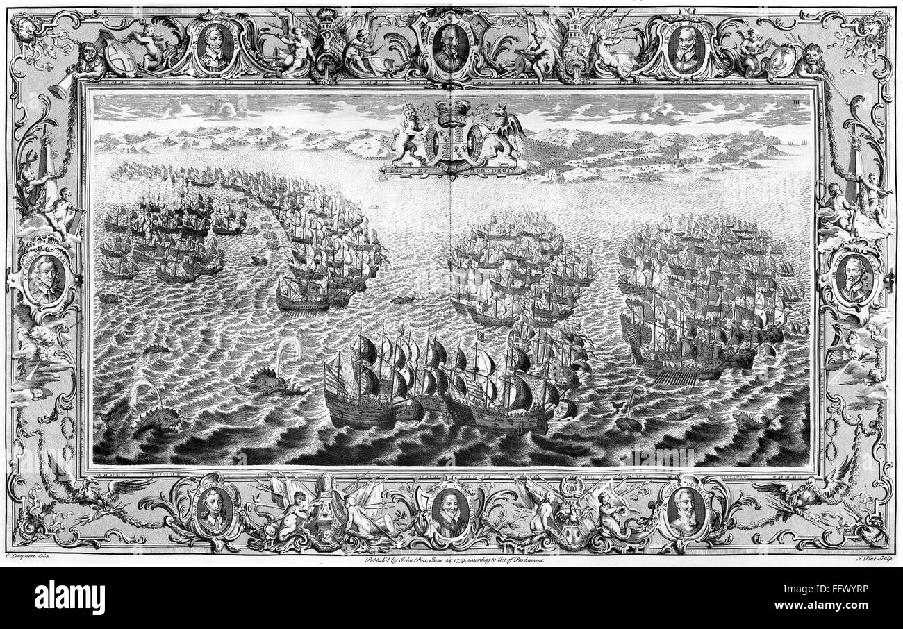 SPANISH ARMADA 1588 nThe First Engagement Between The English Royal