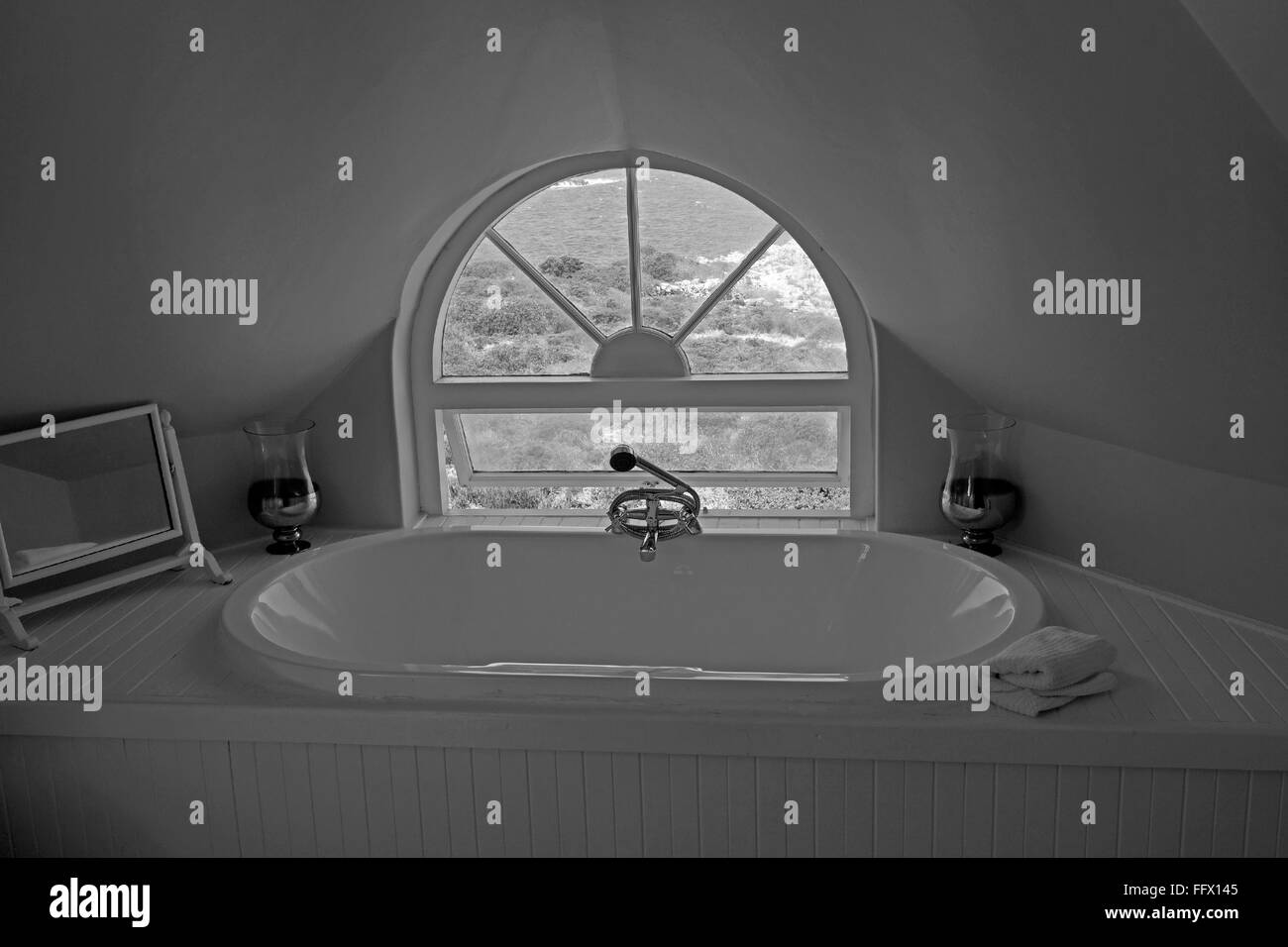 Bathroom of the The Ocean Eleven guesthouse in Hermanus along the Walker Bay coastline, South Africa. Stock Photo