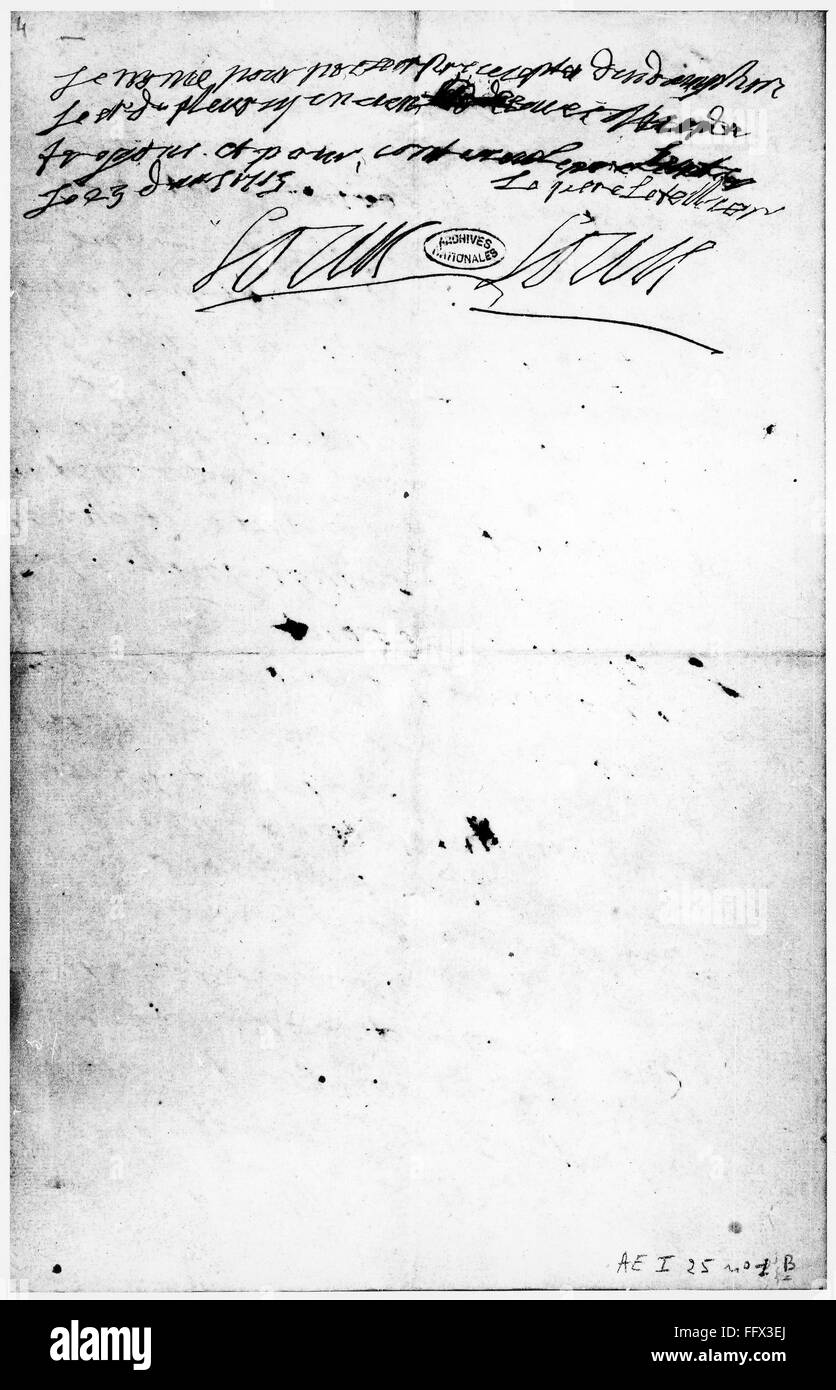 LOUIS XIV (16381715)./nKing of France, 16431715. The last will and