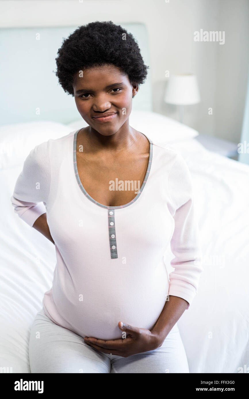 Pregnant Woman With Back Pain Stock Photo Alamy