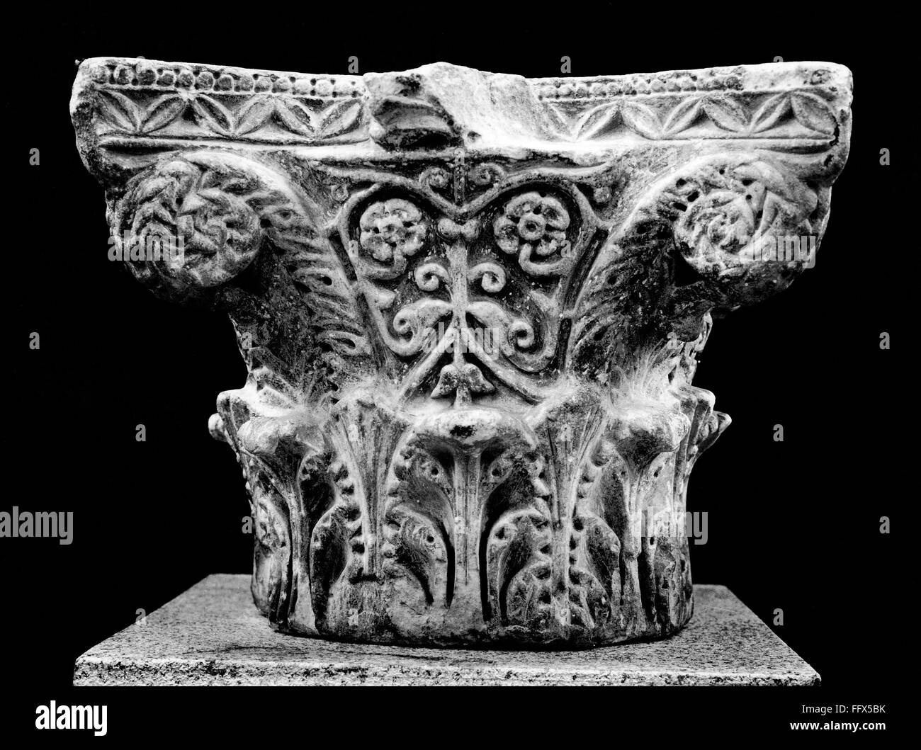 SPAIN: CORINTHIAN CAPITAL. /nCorinthian-style marble capital from Cordoba, Spain, 10th century. Stock Photo