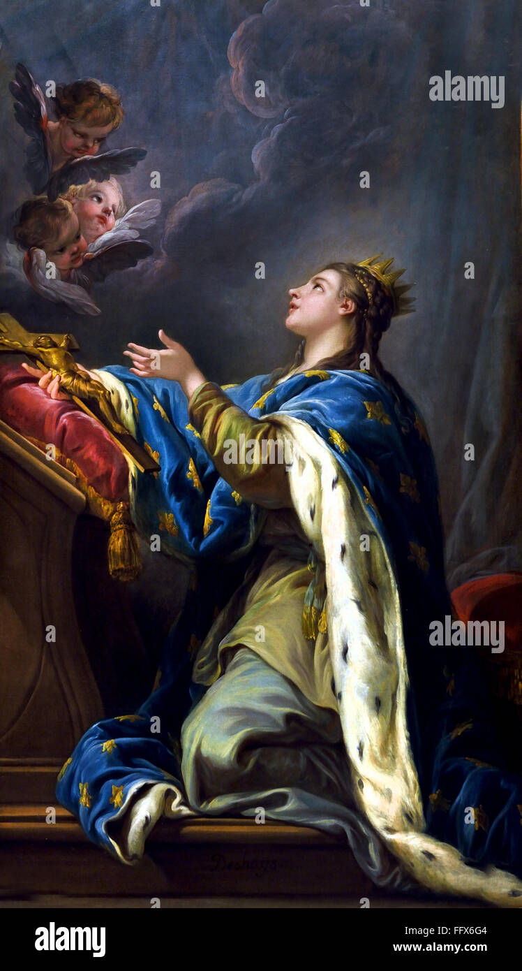 Sainte Jeanne de France (Saint Joan - Jeanne de Valois 1464 – 1505)  Queen of France as wife of King Louis XII ) Jean Baptiste Deshays 1729-1765 France French Stock Photo
