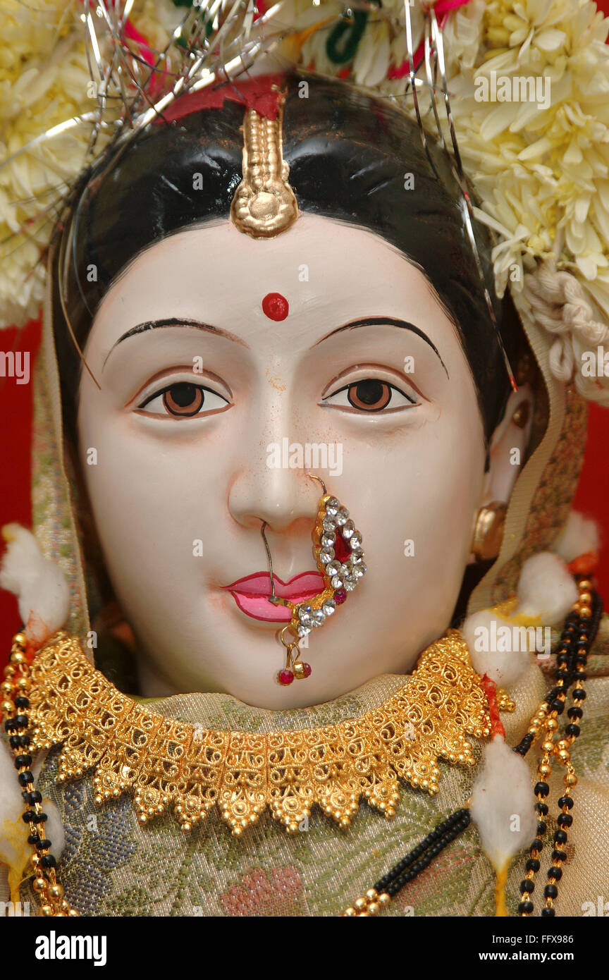 Idol of Goddess Gauri during Ganesh ganpati Festival , Thane ...