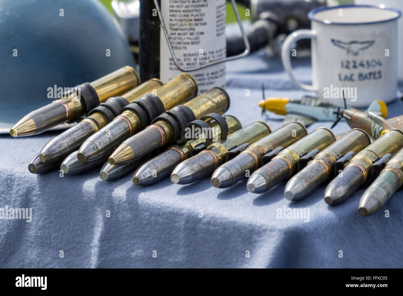 Old WW2 ammunition on display at Shoreham Airfield Stock Photo Alamy
