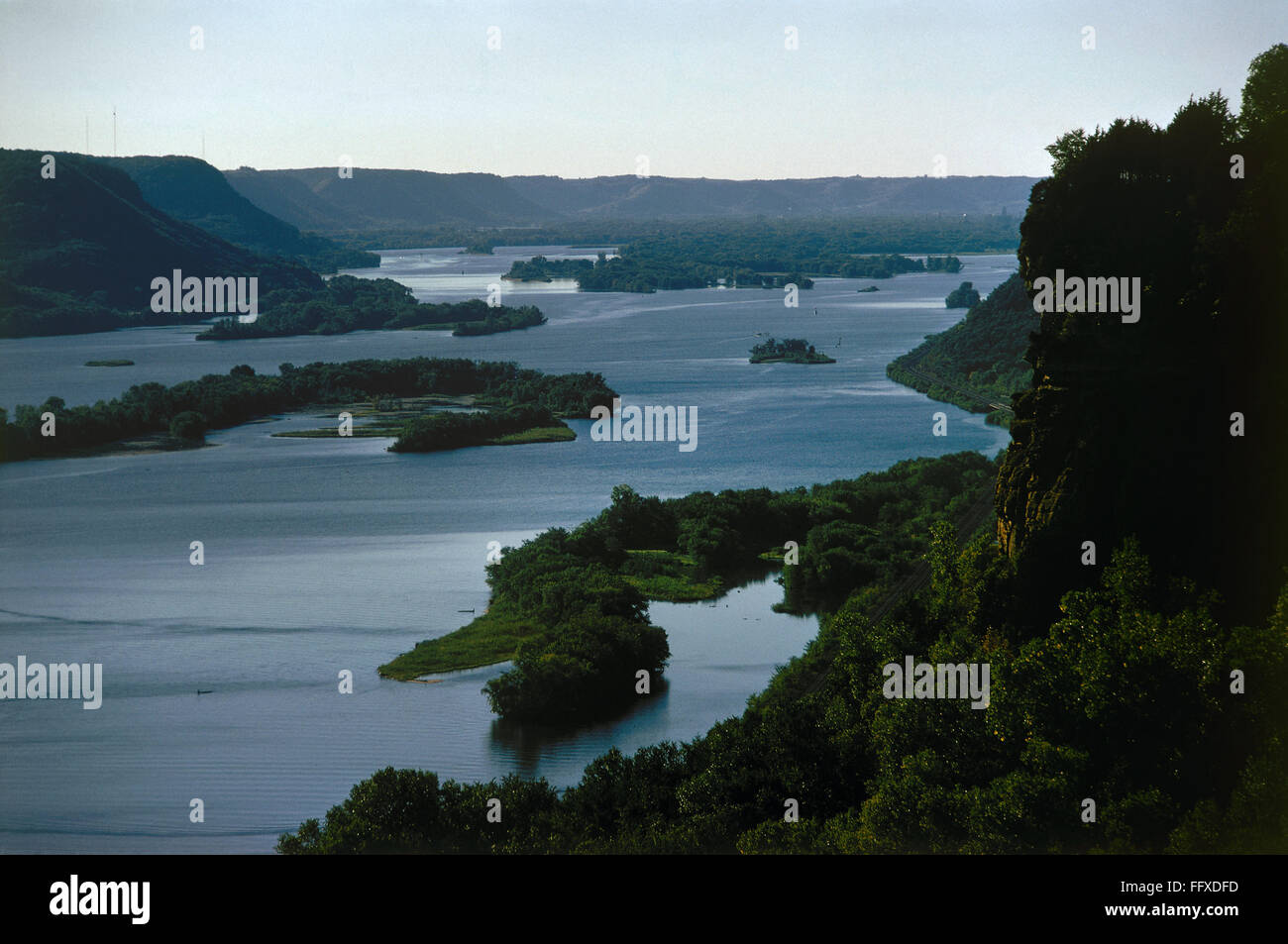 MISSISSIPPI RIVER ISLANDS. /nAerial view of islands in the Mississippi