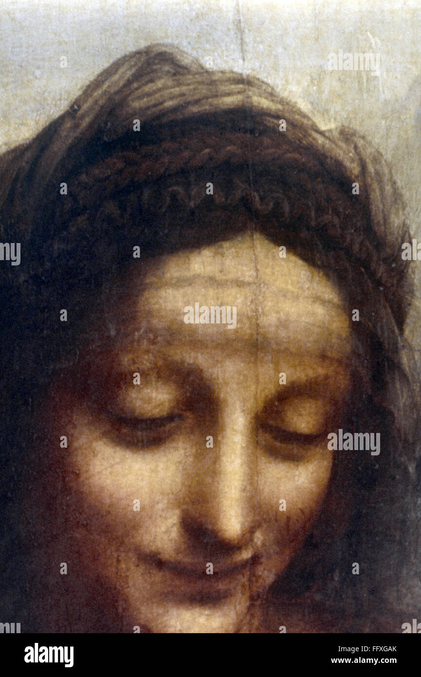 DA VINCI SAINT ANNE. /nDetail of the face of Saint Anne from the